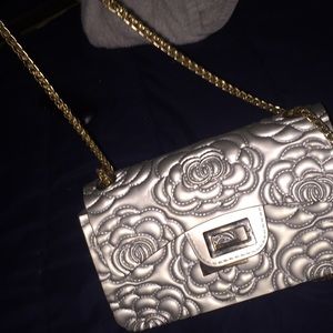 silver gold chain rose purse